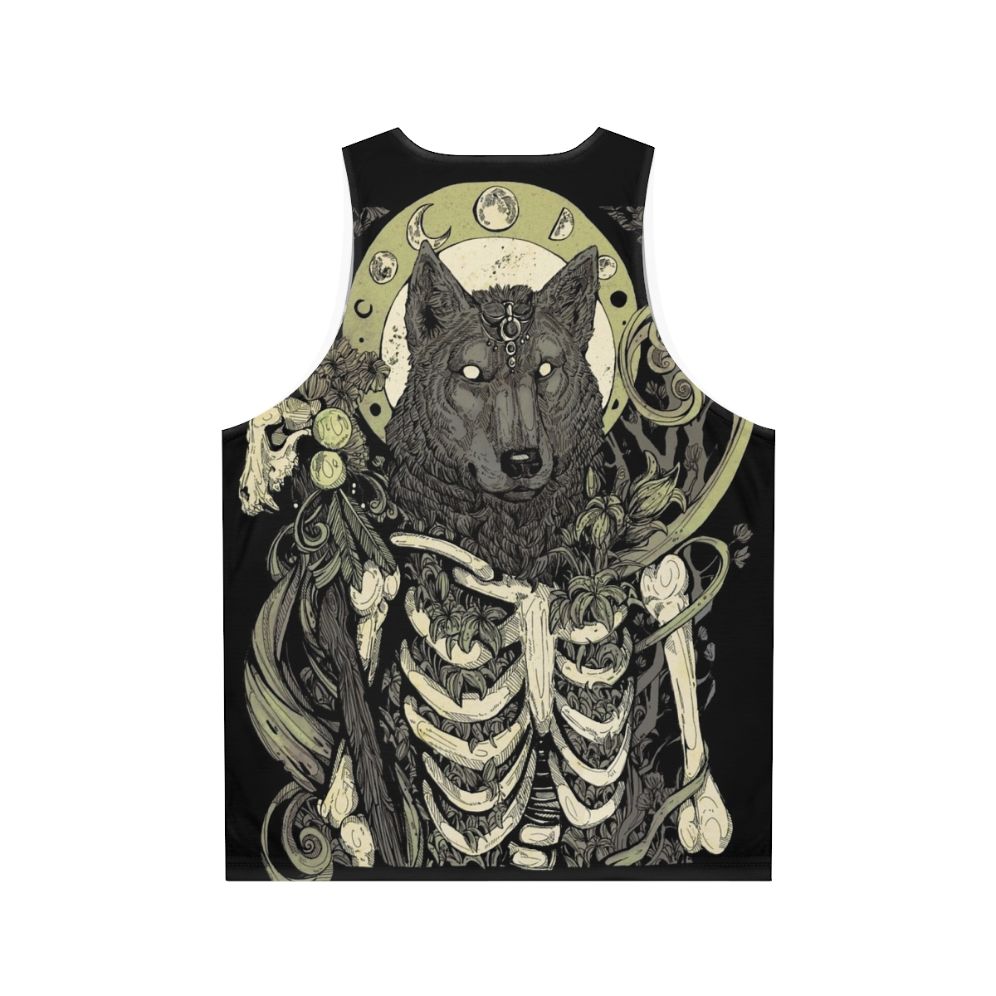 Unisex werewolf skull graphic tank top - Back