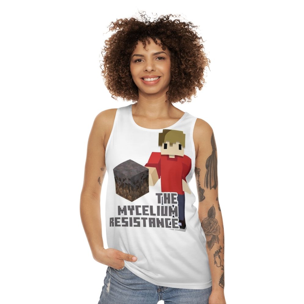 Unisex 'Mycelium Resistance' Tank Top featuring Grian from Hermitcraft - women