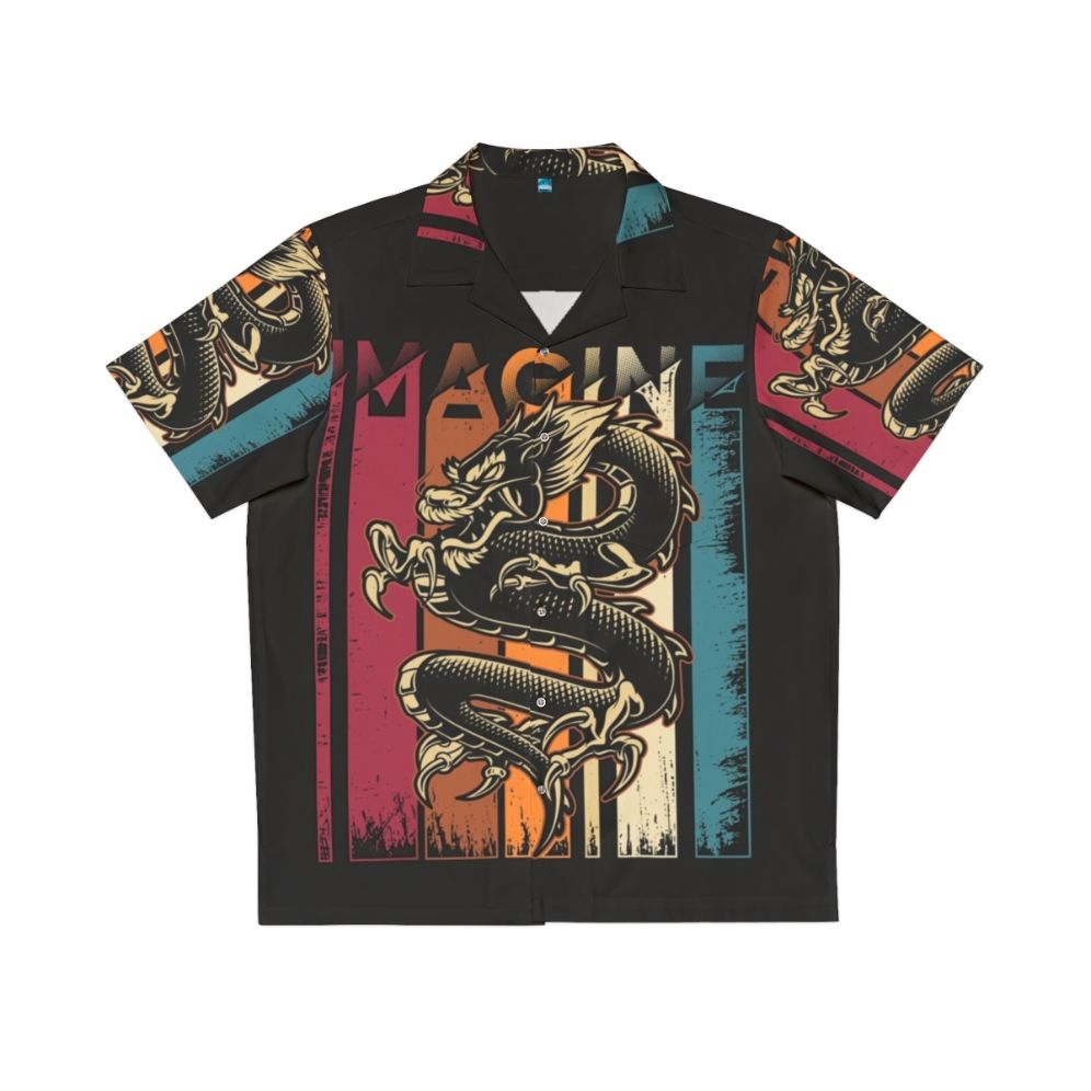 Vintage Hawaiian shirt with Imagine Dragons dragon art design