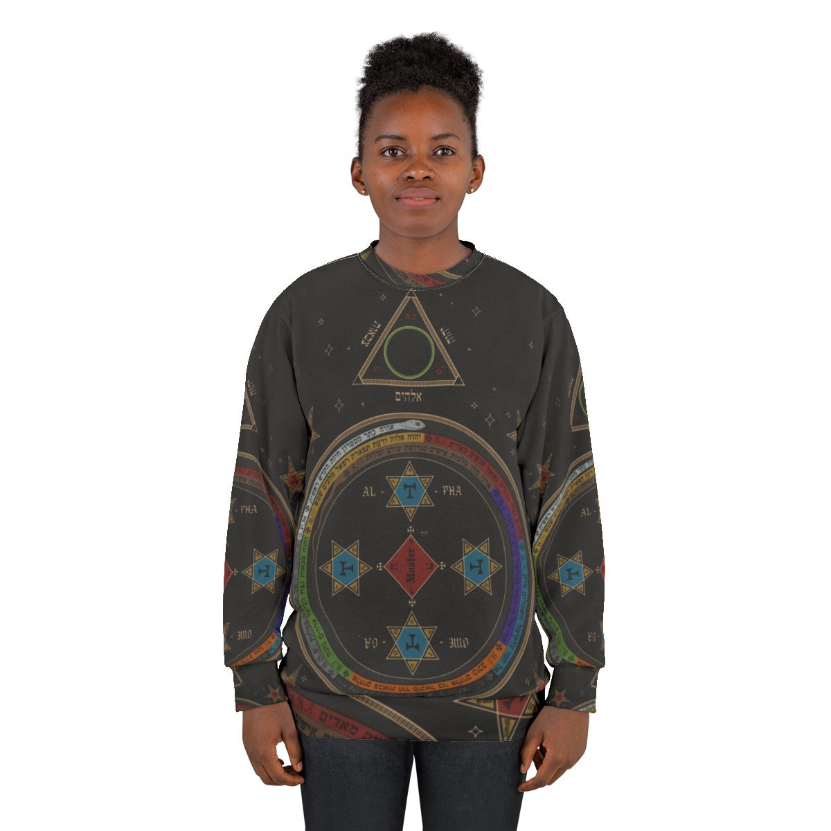 Occult sweatshirt with Goetia circle triangle design - women