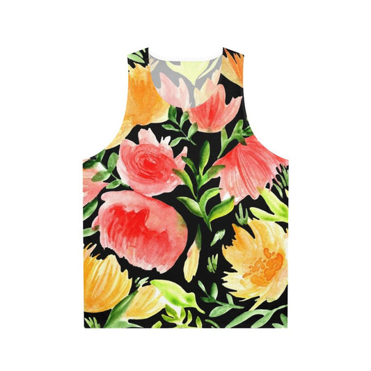 Watercolor floral art tank top