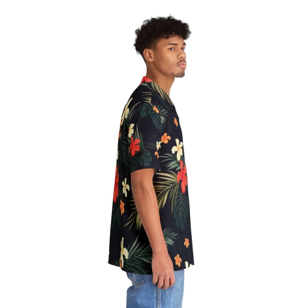 Dark tropical flowers hawaiian shirt with vintage botanical pattern - People Pight