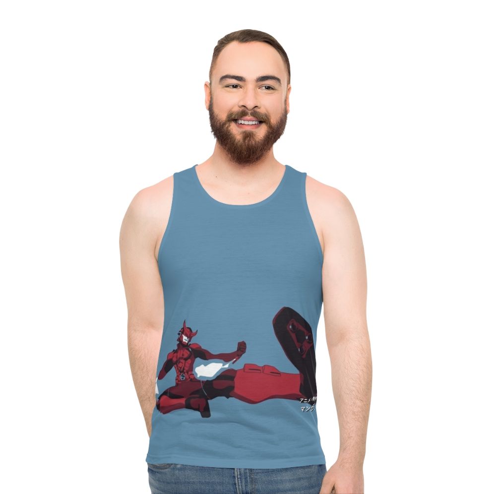 Anime Unisex Tank Top with Samurai Flamenco Inspired Design - men