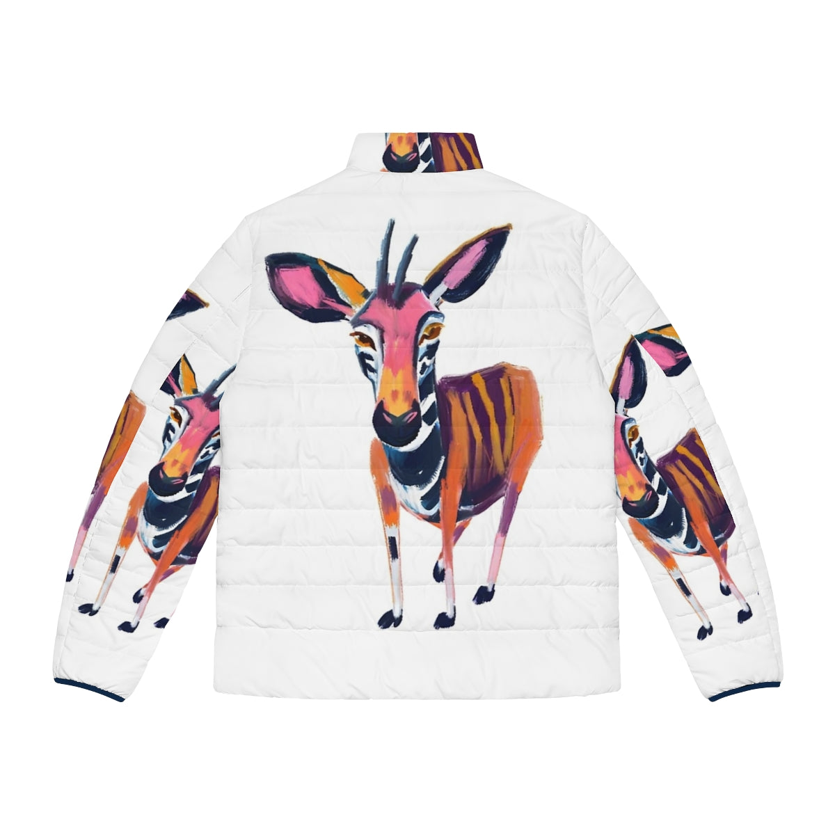 Okapi-print puffer jacket to support endangered species - Back