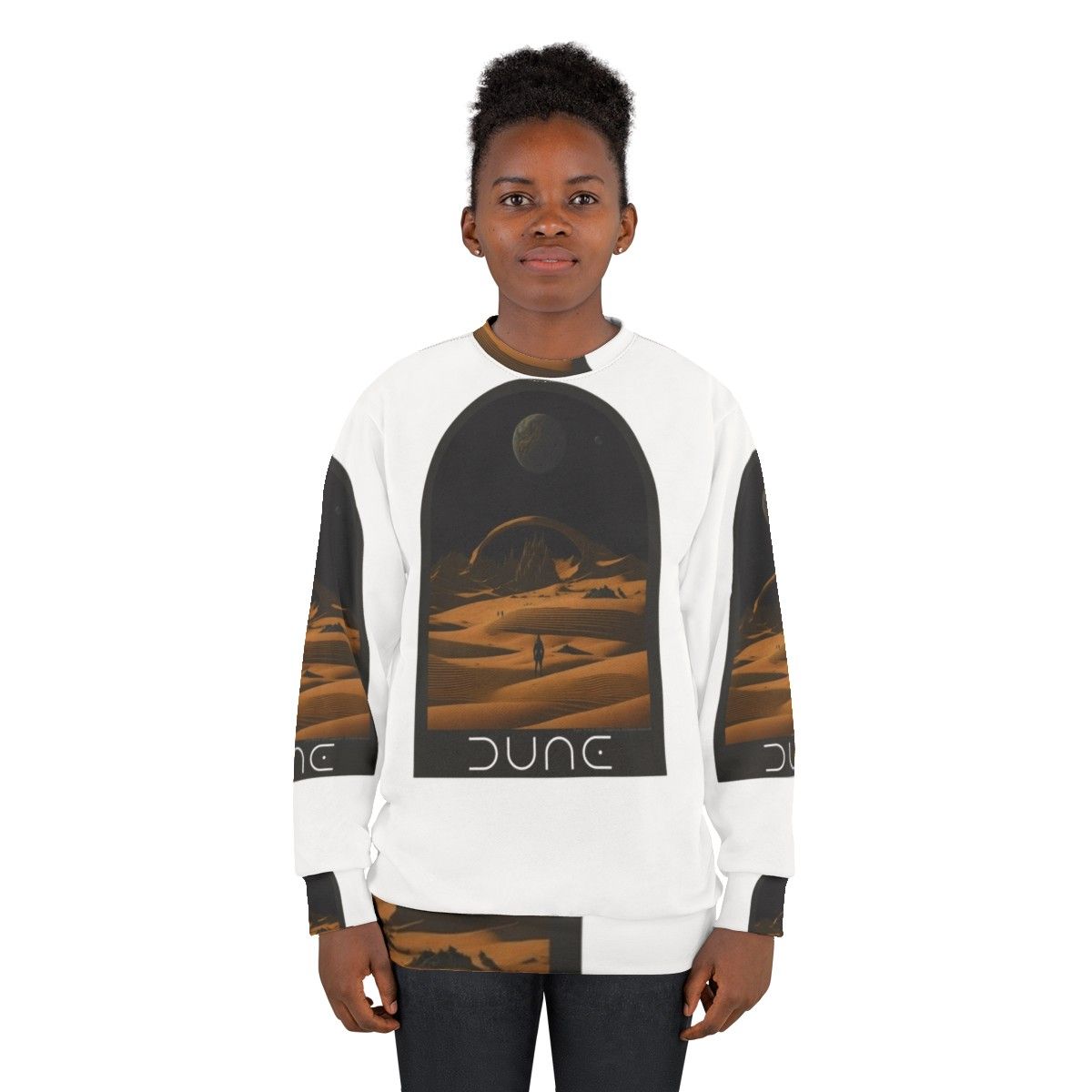 Dune-inspired sweatshirt with desert landscape design - women