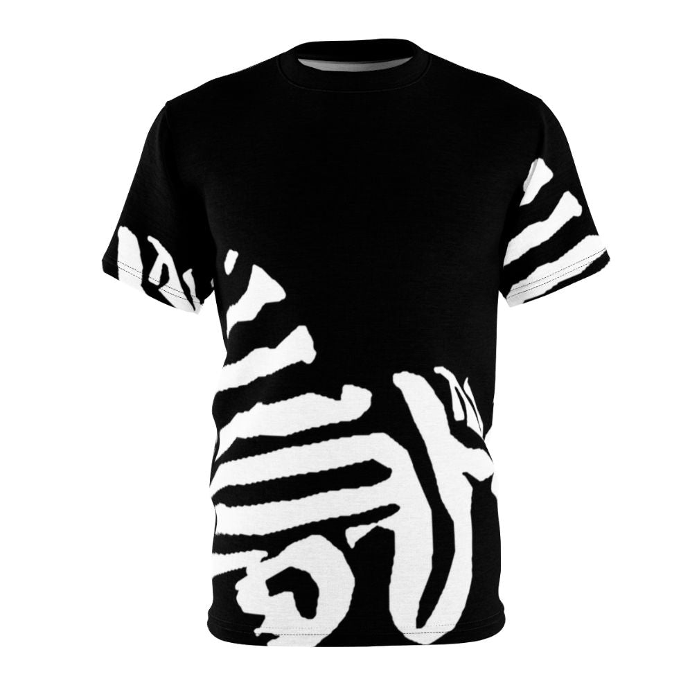 A T-shirt featuring a graphic design of a zebra pleco, a popular striped freshwater aquarium fish.