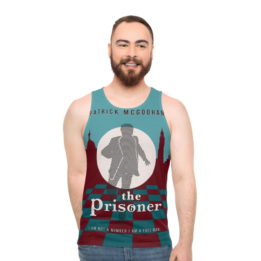 The Prisoner Unisex Tank Top featuring Patrick McGoohan as Number 6 - men