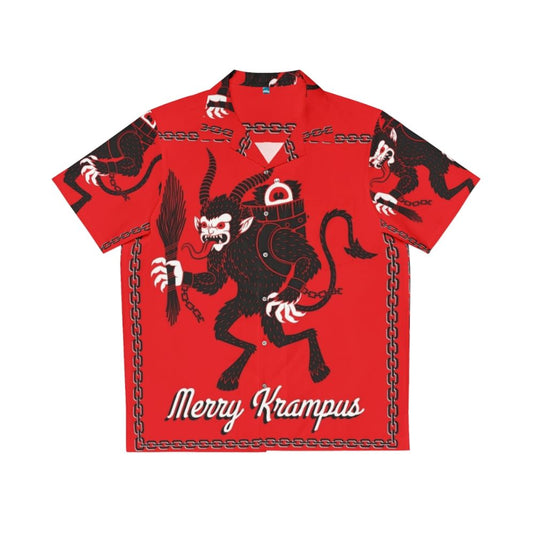 Merry Krampus Hawaiian Christmas Shirt featuring a mythical creature design