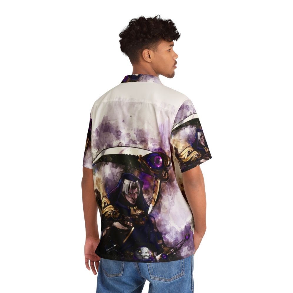 Watercolor Hawaiian shirt with Hades and Zagreus inspired design - People Back