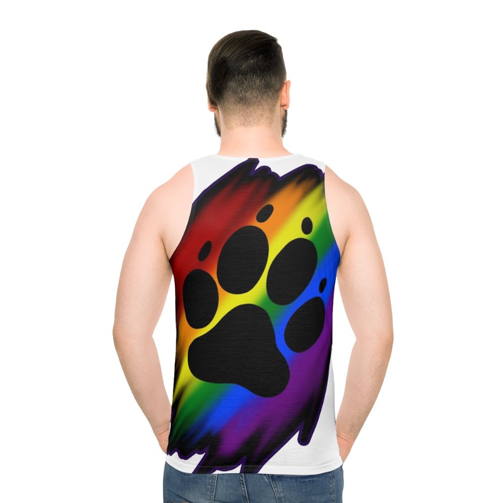 Colorful rainbow graphic unisex tank top - men back