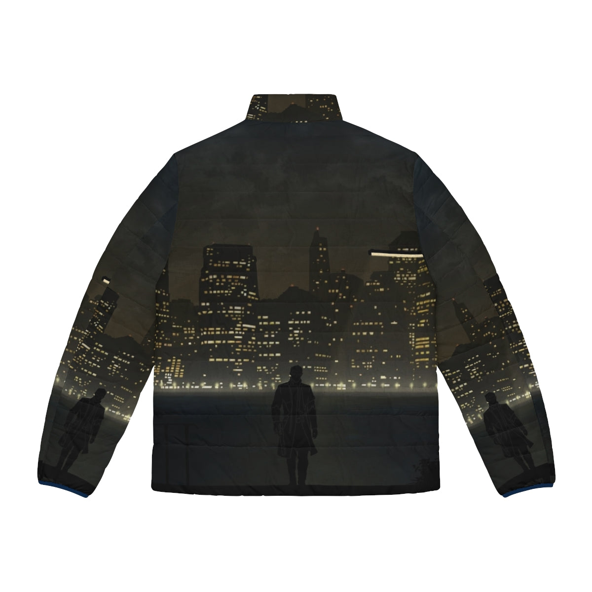 Deus Ex cyberpunk-inspired puffer jacket with warriors and landscapes design - Back