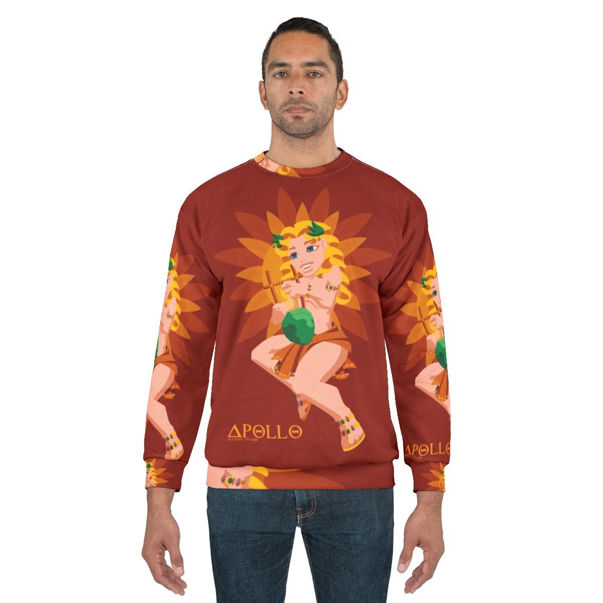 Lil Apollo Greek Mythology Sweatshirt with Sun Symbol - men