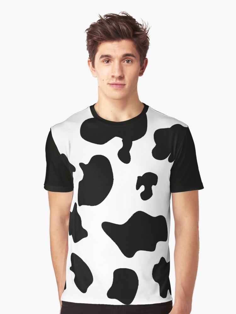 Cow pattern spots animal print graphic design on a t-shirt - Men