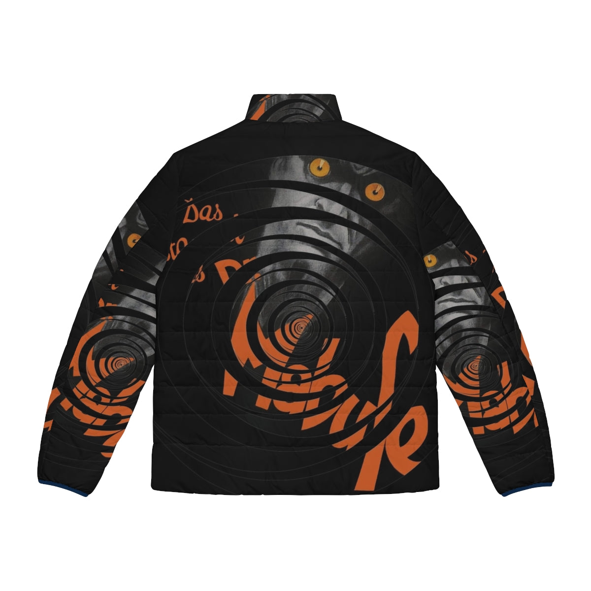 Doctor Mabuse Cinematic Puffer Jacket featuring dark, hypnotic spiral design - Back