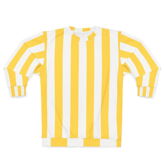 Vintage-style yellow and white vertical stripes sweatshirt