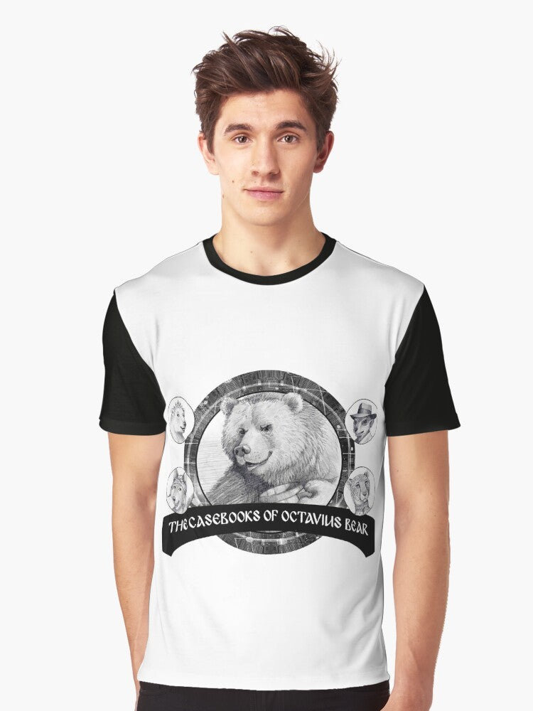 Casebooks of Octavius Bear Graphic T-Shirt featuring a stylized image of Octavius Bear - Men