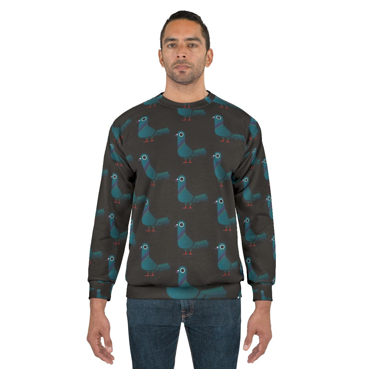 Colorful pigeon sweatshirt with a graphic design - men