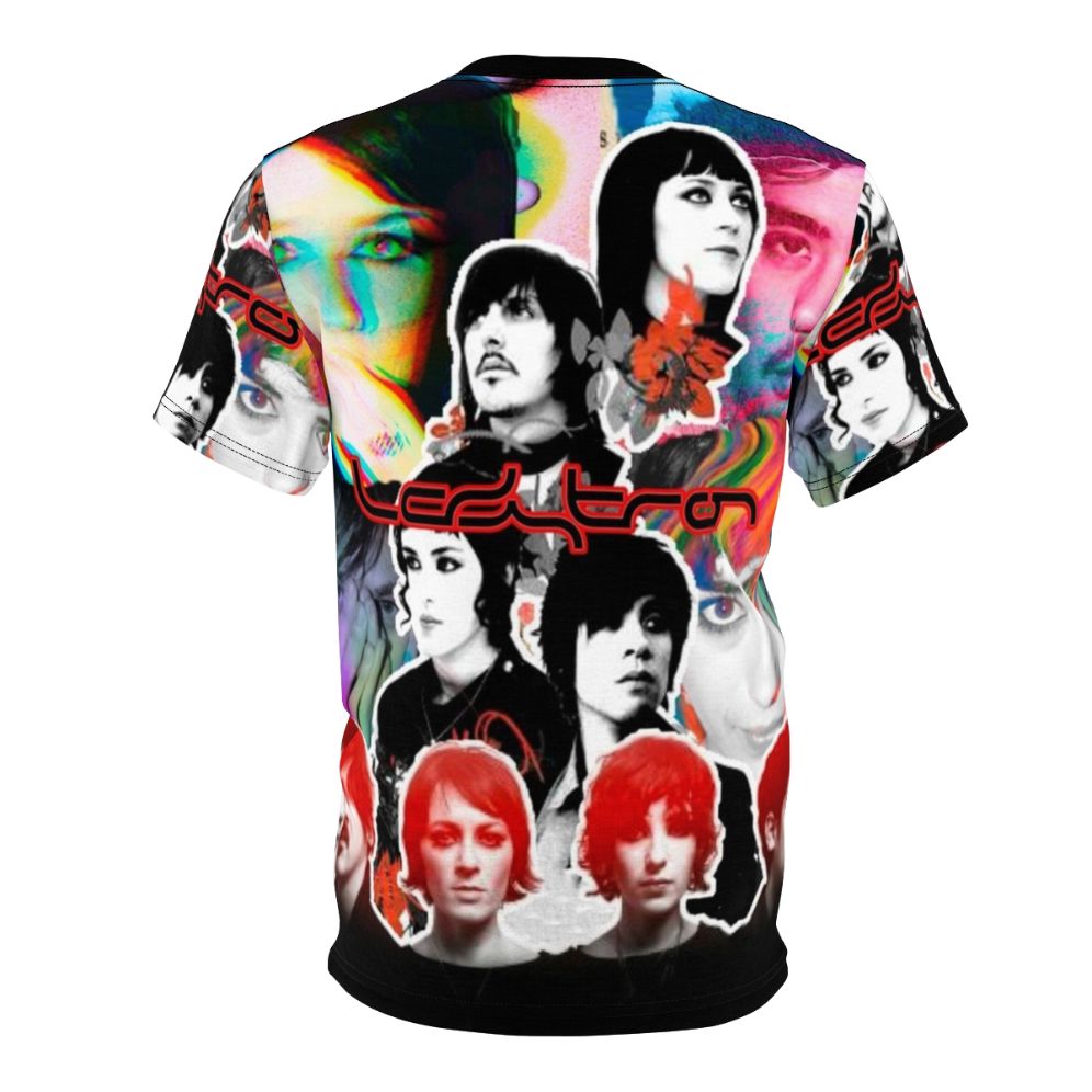 Collage-inspired graphic t-shirt featuring the synthpop and electropop band Ladytron - Back