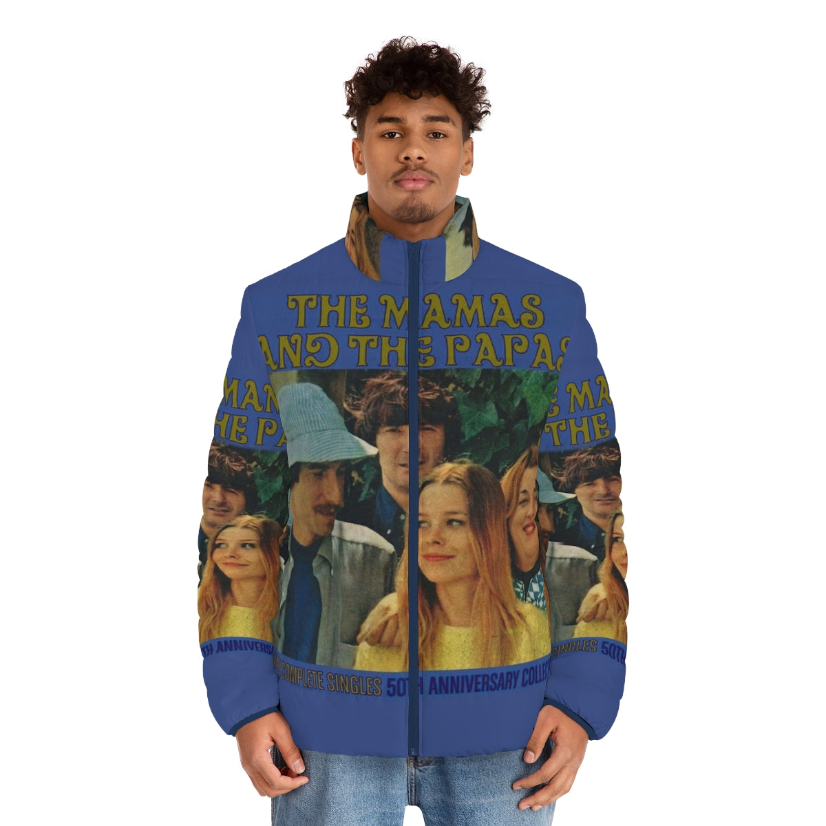 Vintage-inspired Mamas and Papas blue puffer jacket - men front