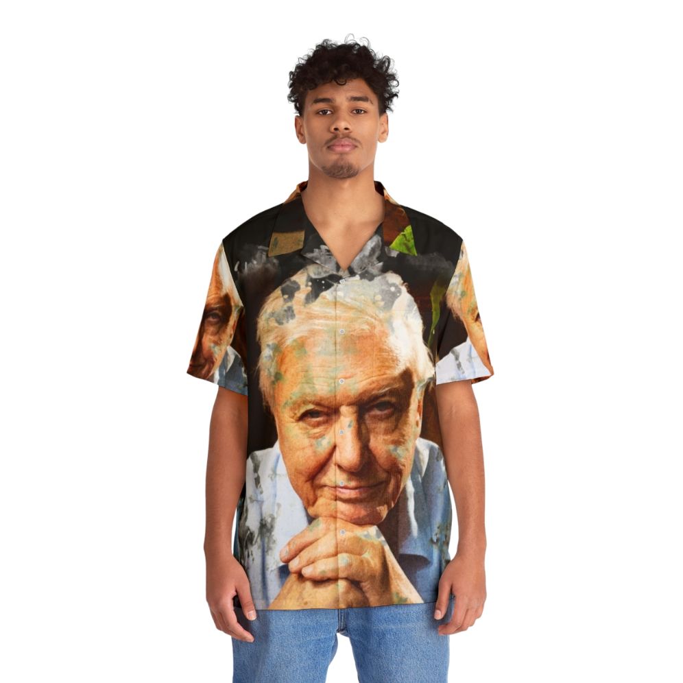 David Attenborough Watercolor Hawaiian Shirt - People Front