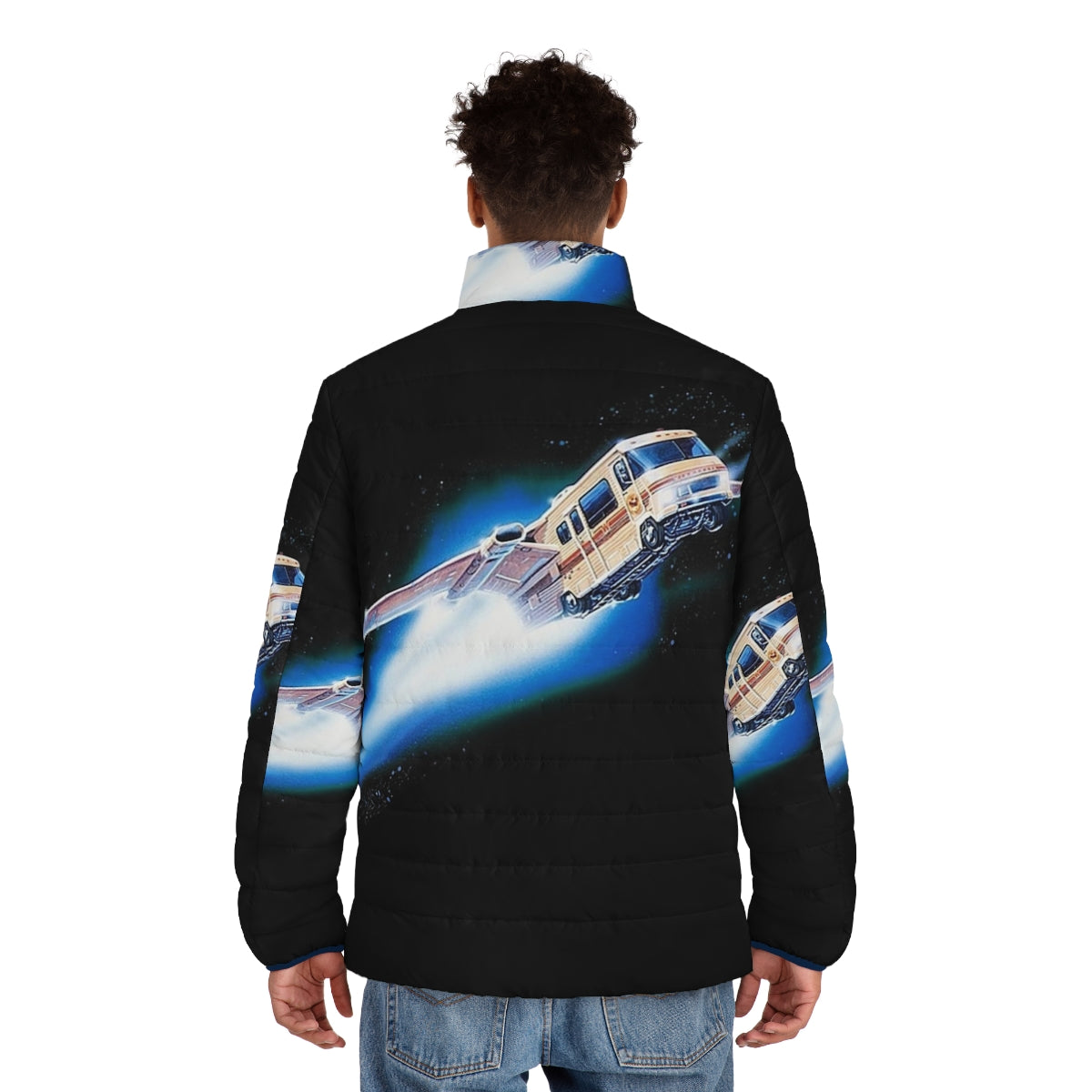 Spaceballs Winnebago Puffer Jacket featuring the iconic Spaceballs starship design - men back