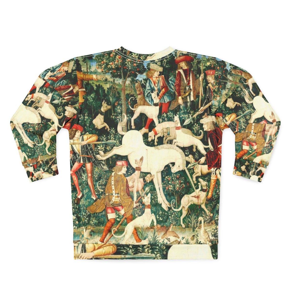 Medieval Unicorn Floral Tapestry Sweatshirt - Back