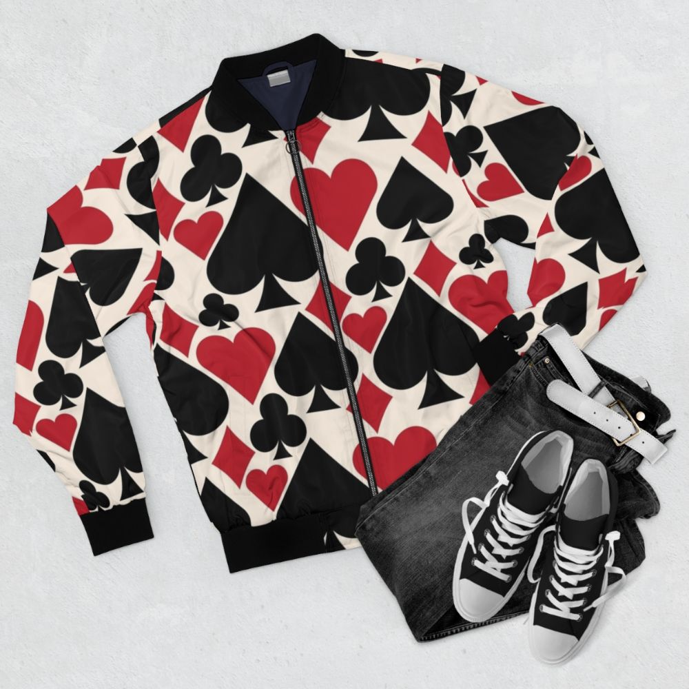 Casino-themed bomber jacket for poker lovers - Flat lay