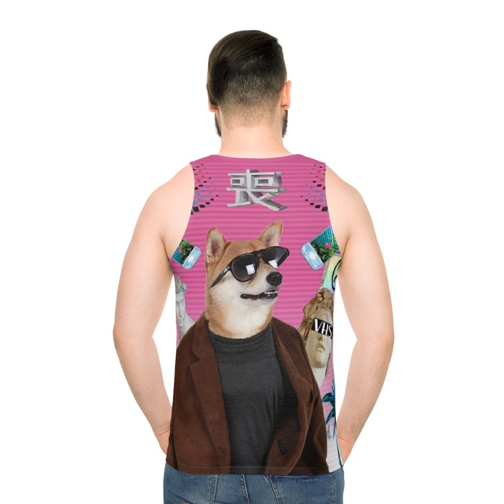 Vaporwave Doge Graphic Unisex Tank Top - men back