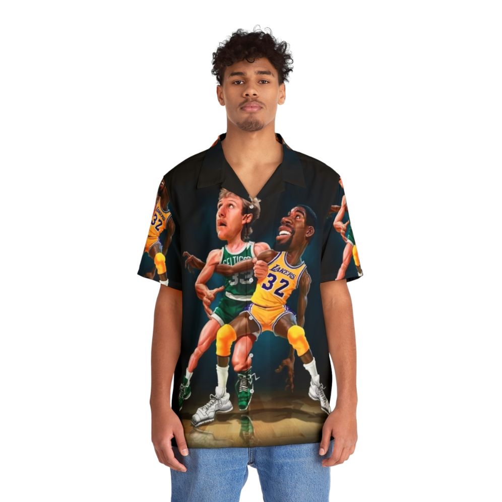 Iconic Basketball Hawaiian Shirt featuring Magic Johnson and Larry Bird - People Front