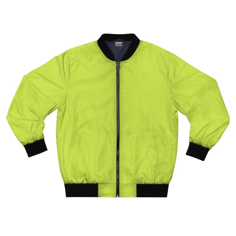 Chartreuse green solid color bomber jacket with porch pirates coordinate design