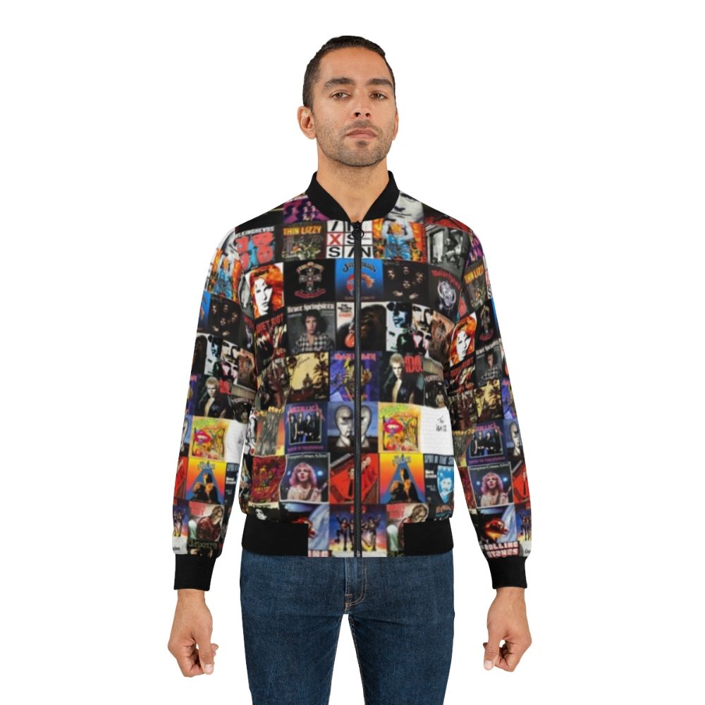 Retro vinyl collage pattern on a bomber jacket - Lifestyle