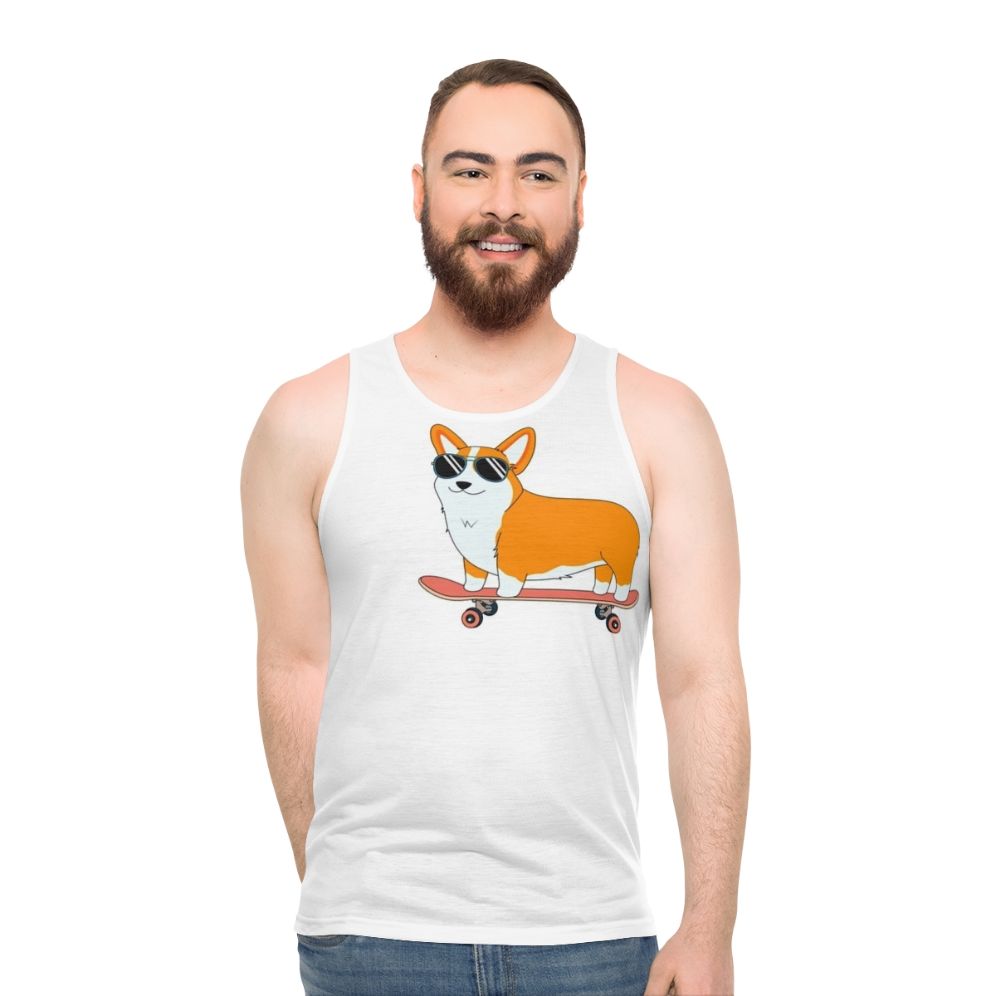 Corgi Skate Unisex Tank Top - men