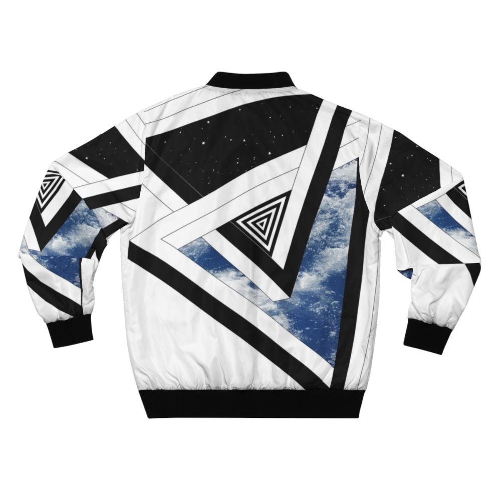 Cosmic Bomber Jacket with Geometric Space-Inspired Design - Back