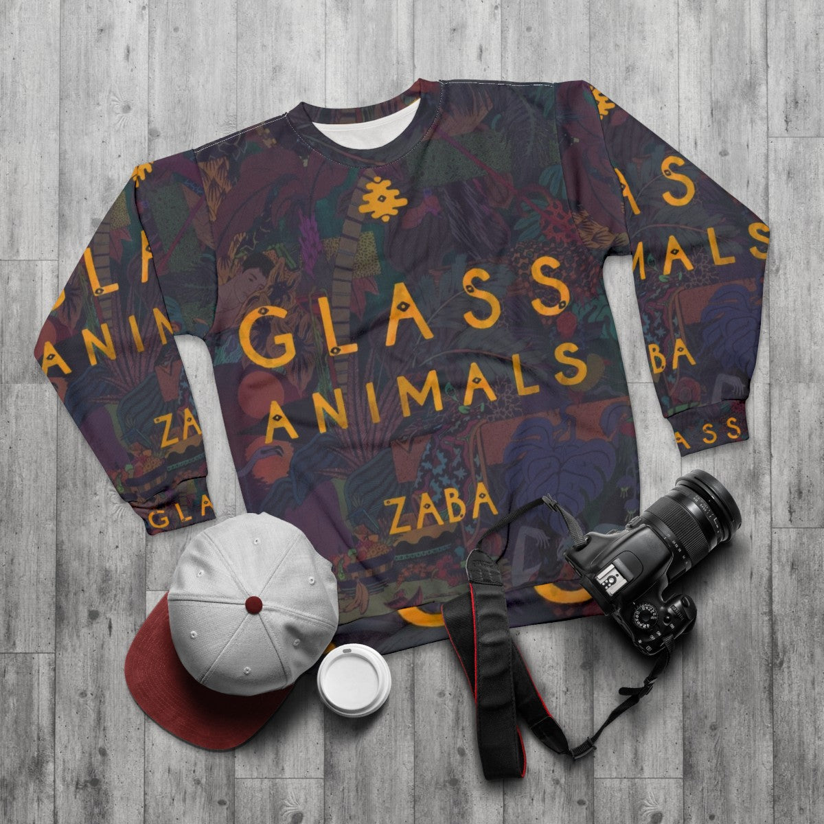 Glass Animals Trippy Sweatshirt with Indie Pop Album Art Design - flat lay