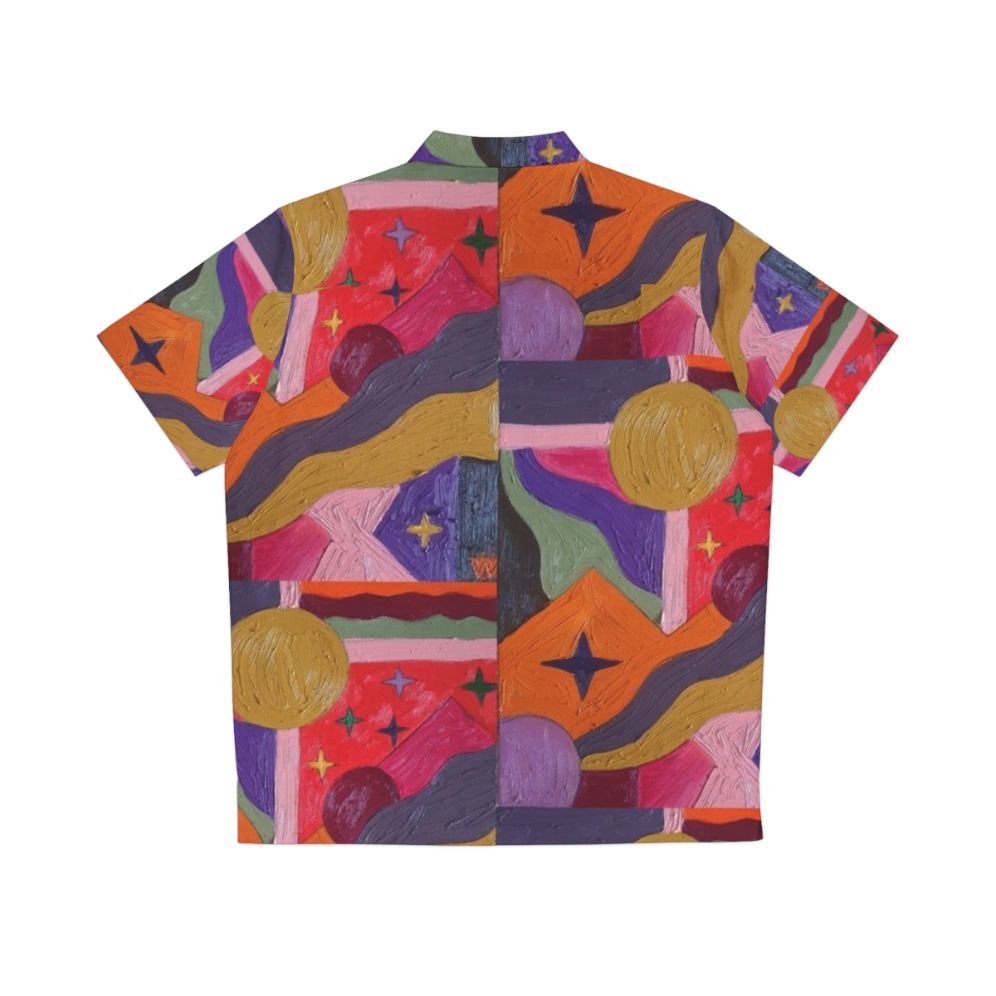 Vibrant abstract Hawaiian shirt with colorful geometric prints and sparkly accents - Back