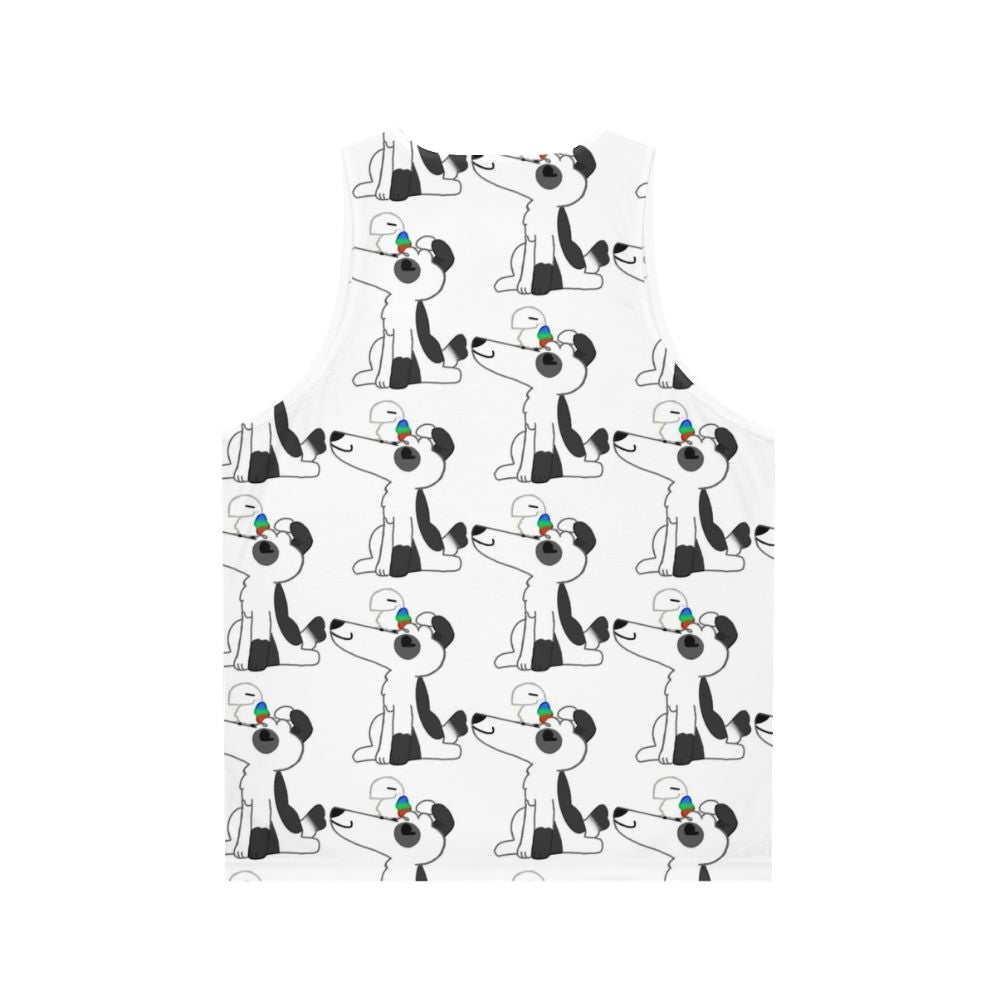 Unisex tank top with dog and bird graphic - Back