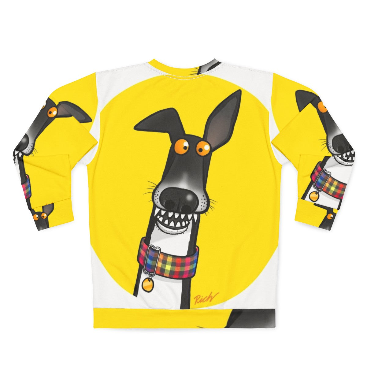 Teefs sweatshirt with cartoon design for greyhounds, lurchers, and whippets - Back