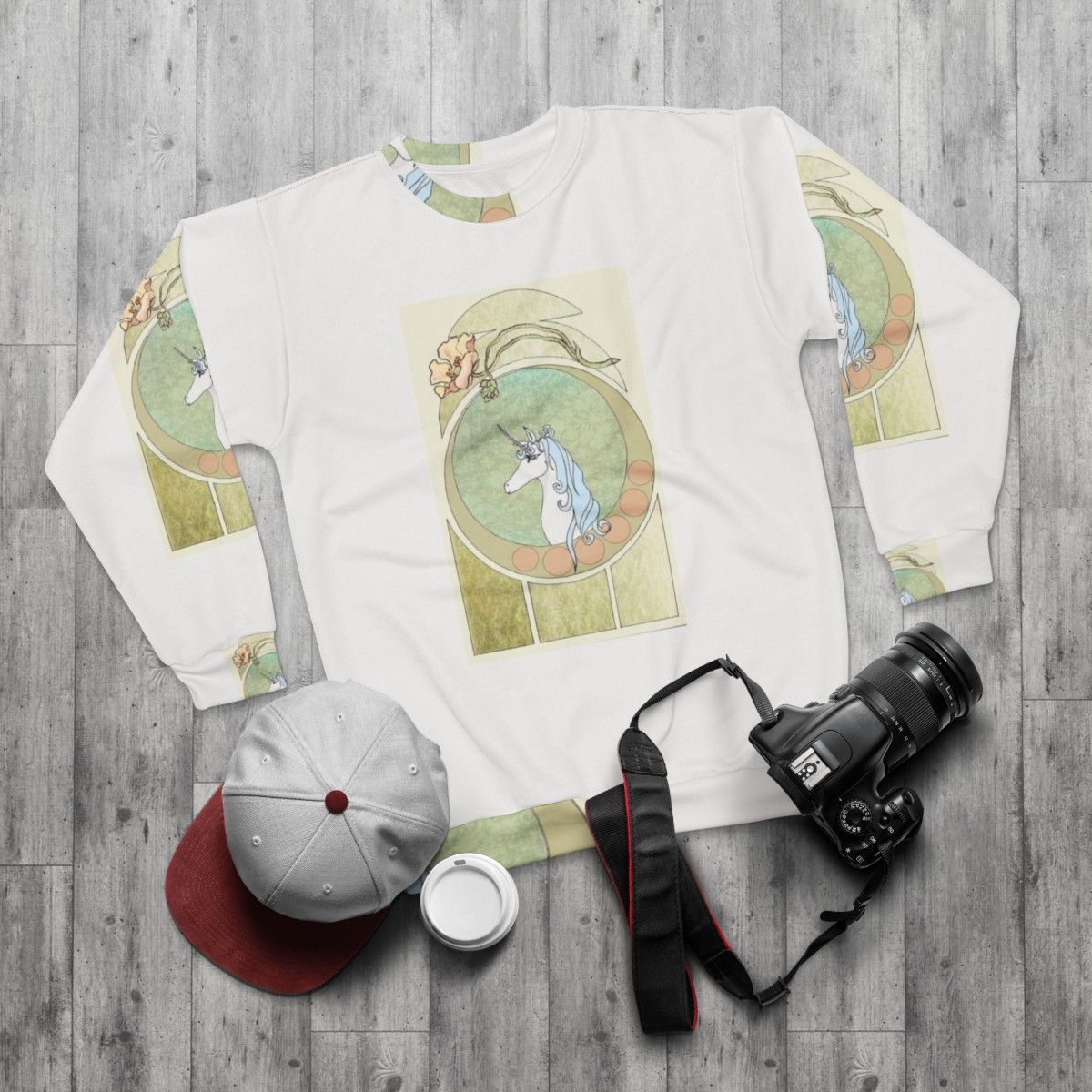 Art Nouveau The Last Unicorn Fantasy Sweatshirt - flat lay