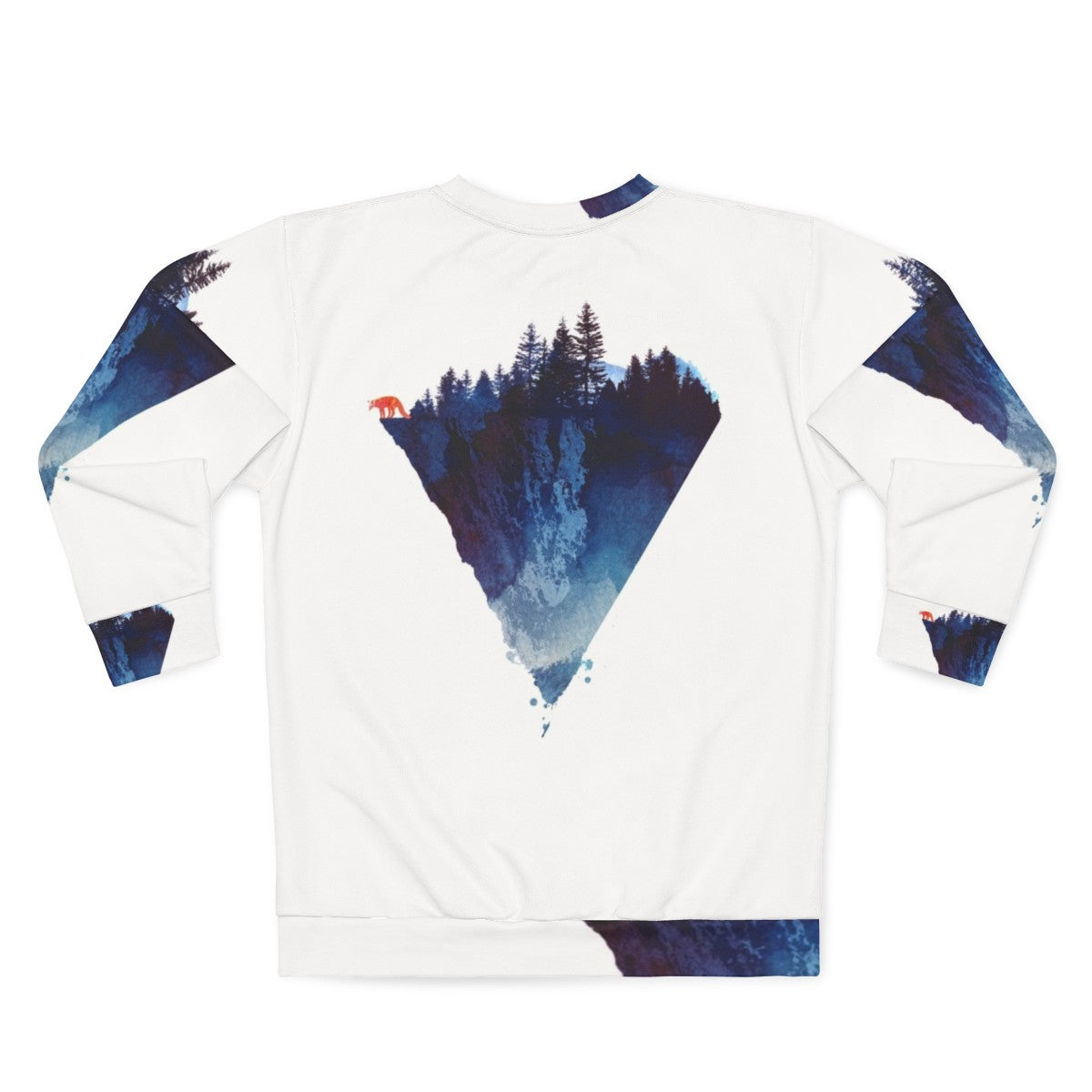 Watercolor forest sweatshirt with a majestic fox - Back