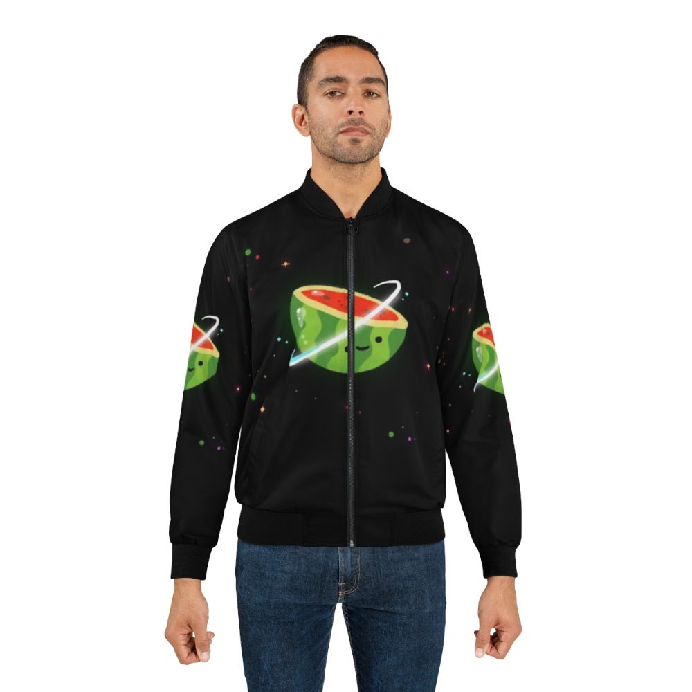 Spacemelon Kawaii Bomber Jacket with Watermelon and Star Designs - Lifestyle