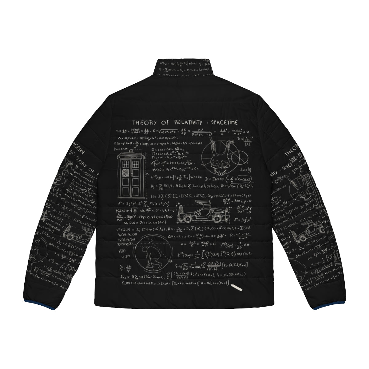 Puffer jacket with spacetime and relativity graphics - Back