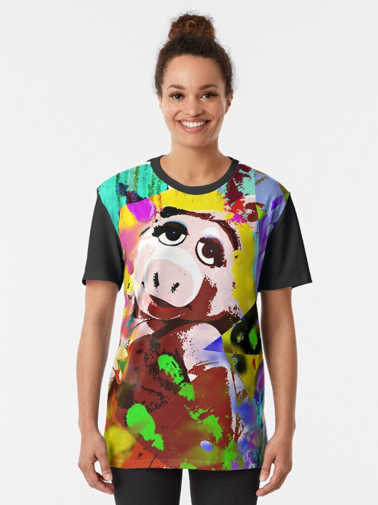 A vibrant graphic t-shirt featuring the iconic Miss Piggy from The Muppets, celebrating her as an LGBTQ+ icon. - Women