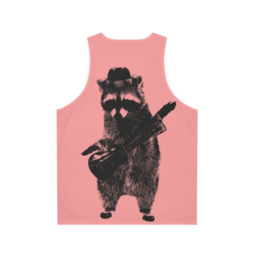 Raccoon wielding ukulele graphic on unisex tank top - Back