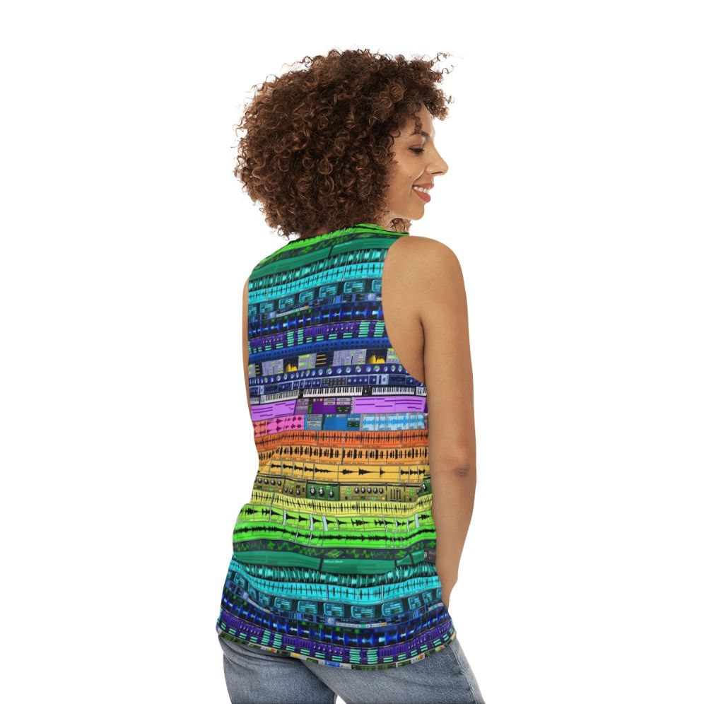 Unisex music producer tank top - women back