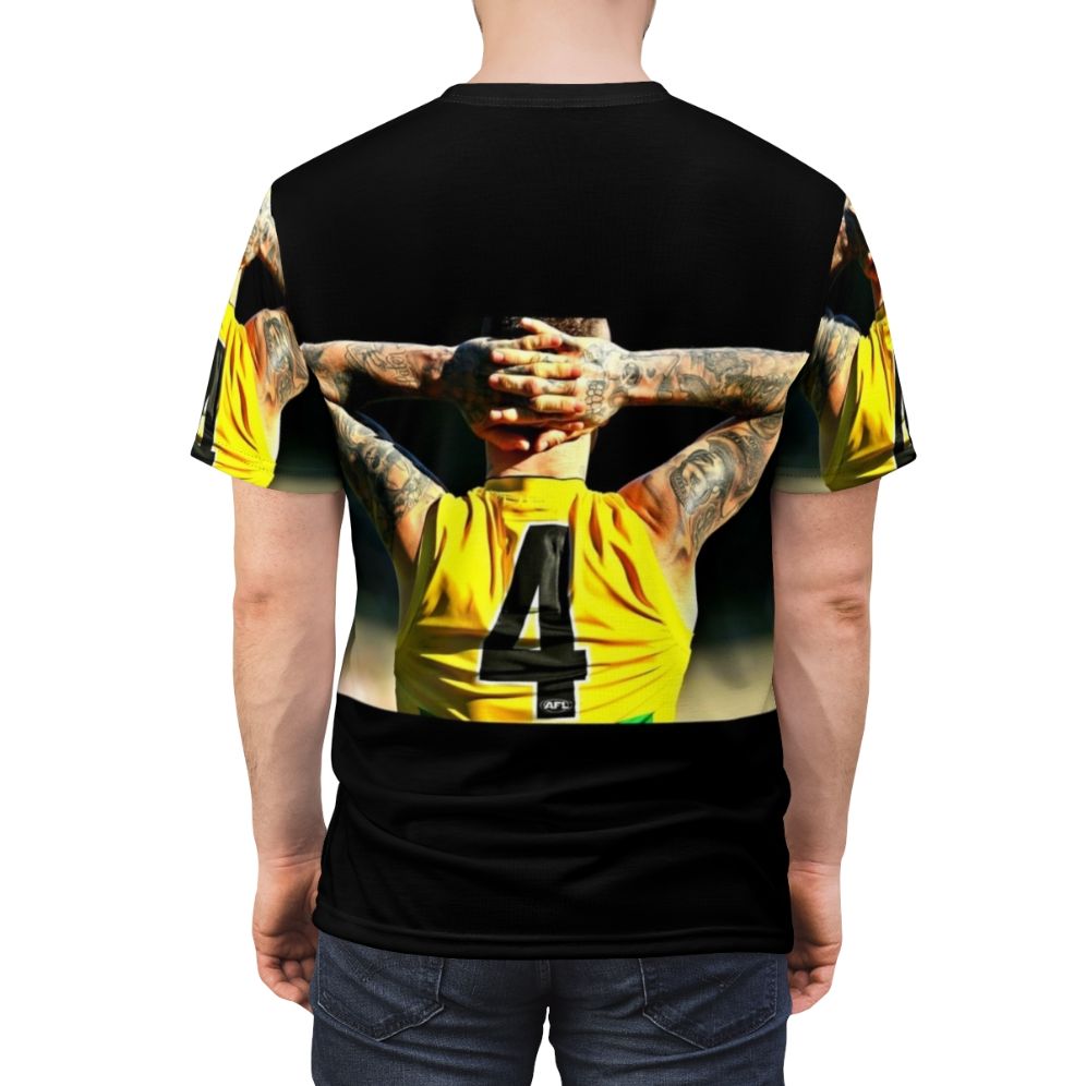 T-shirt featuring a custom tattoo design inspired by Dusty Martin of the Richmond Tigers AFL team - men back