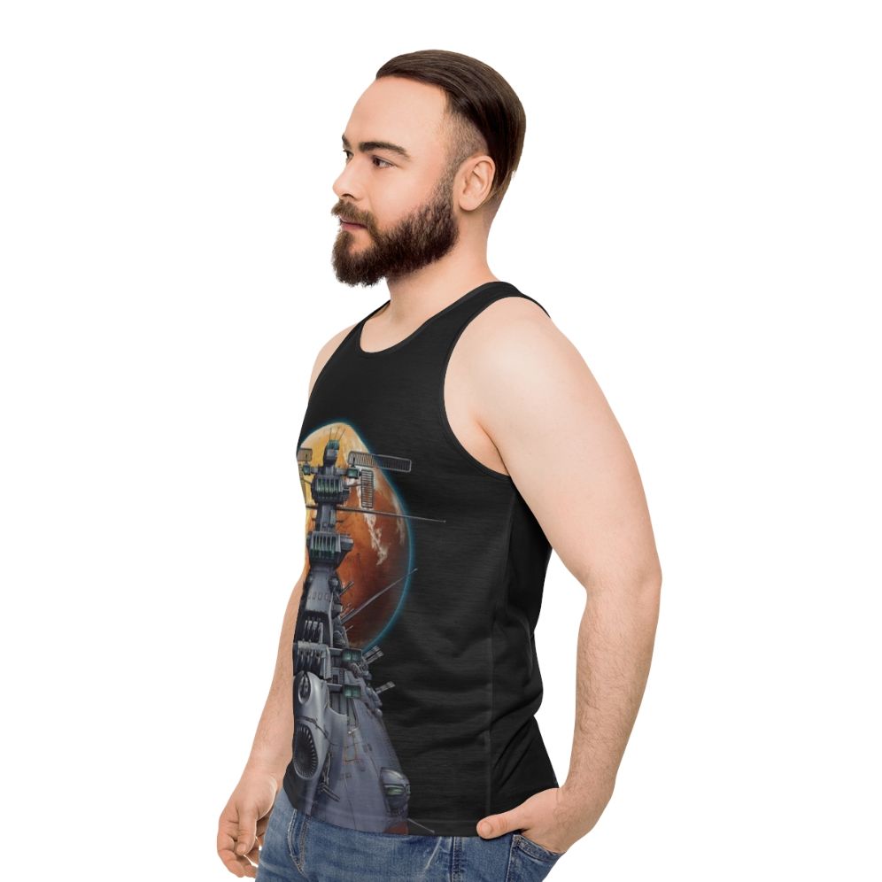 Retro Anime Battleship Yamato Unisex Tank Top - men side