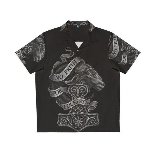 Pagan Hawaiian Shirt with Thor's Hammer and Norse Symbols