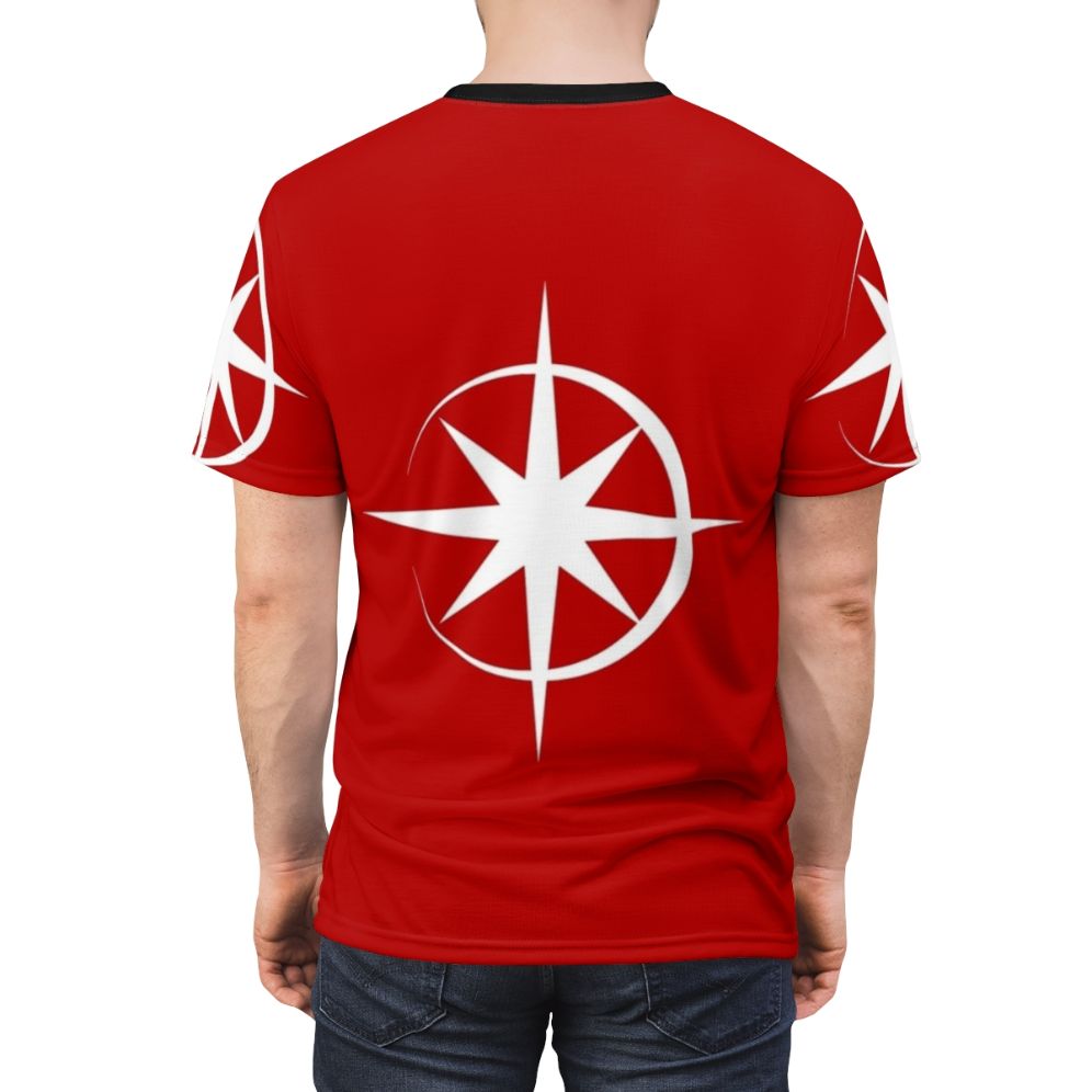 Cosmic star graphic design printed on a high-quality t-shirt - men back