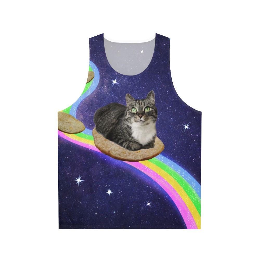 Unisex tank top with space-themed galaxy design and cosmic animals