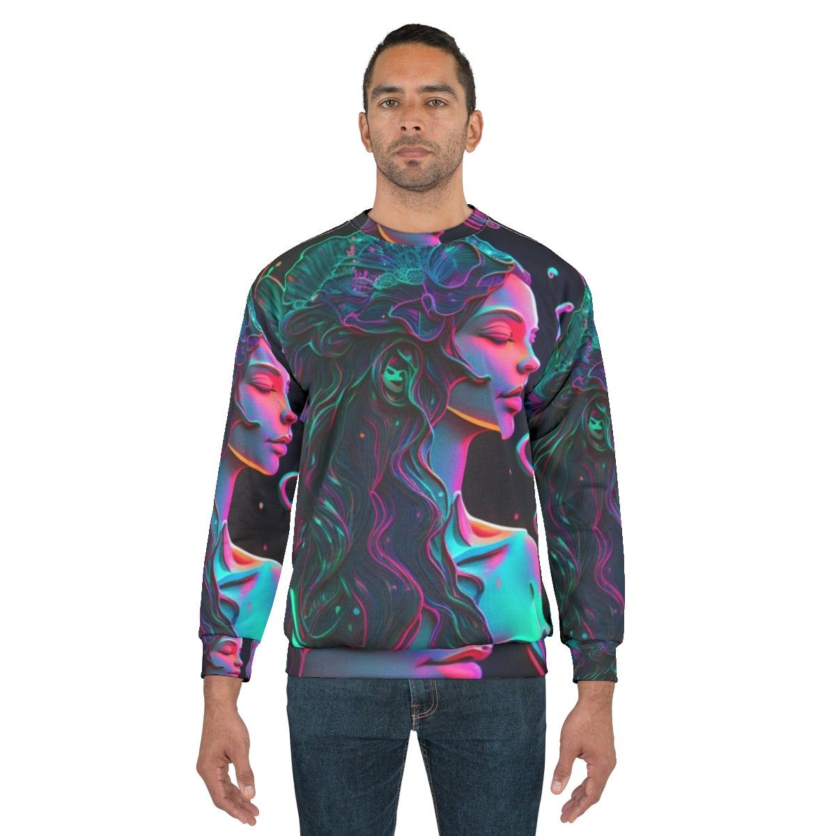 Mythical sea creature sweatshirt with fantasy design - men